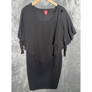 Lilian Womens Black Capelet Bodycon Dress Chiffon Overlay Tiered Cocktail
